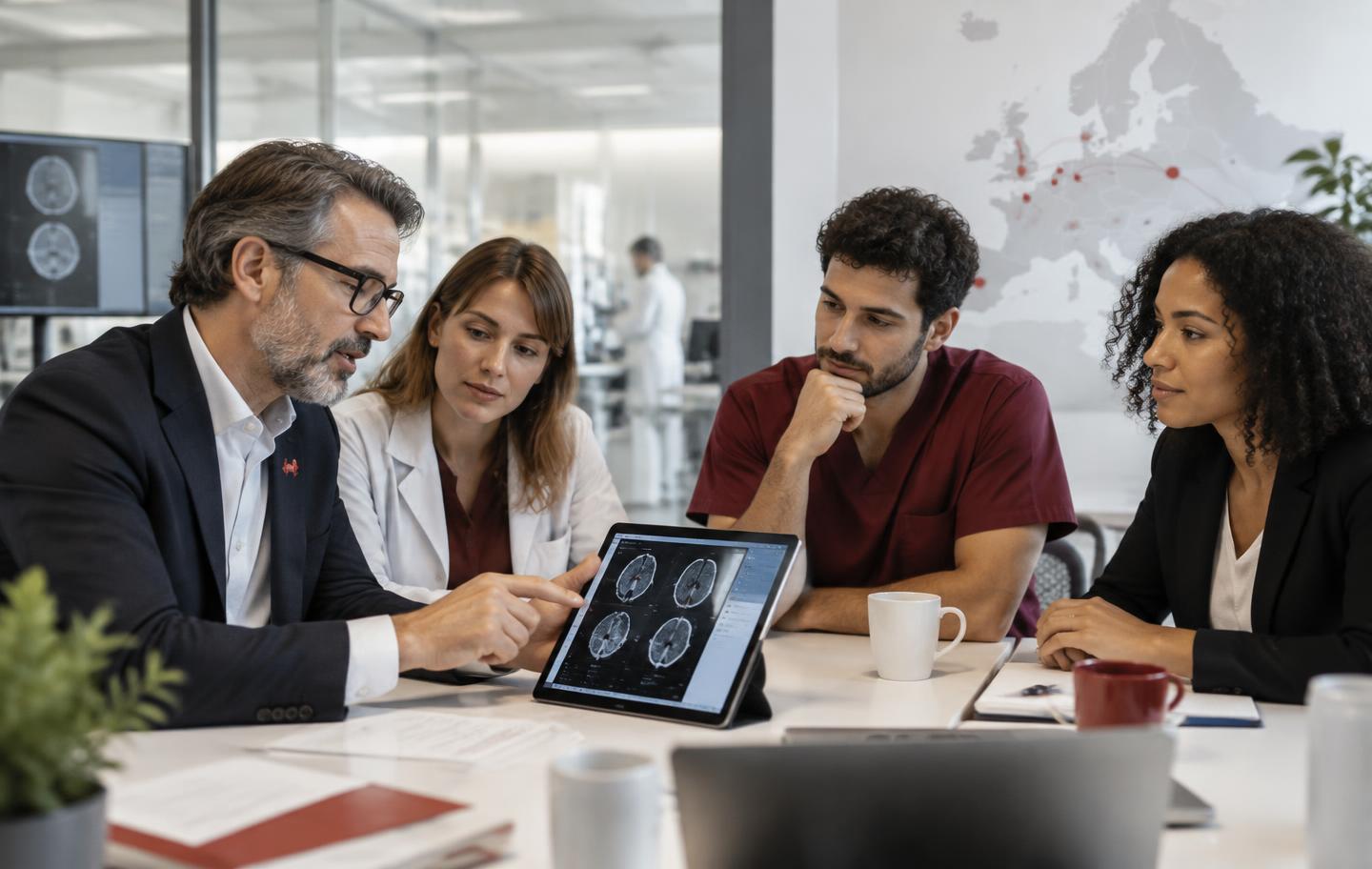 Équipe européenne HealthTech réunie autour d'une solution médicale numérique